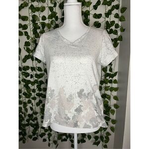 Aventura Gray Shaded Organic Cotton V-Neck Short Sleeve Top Size Small